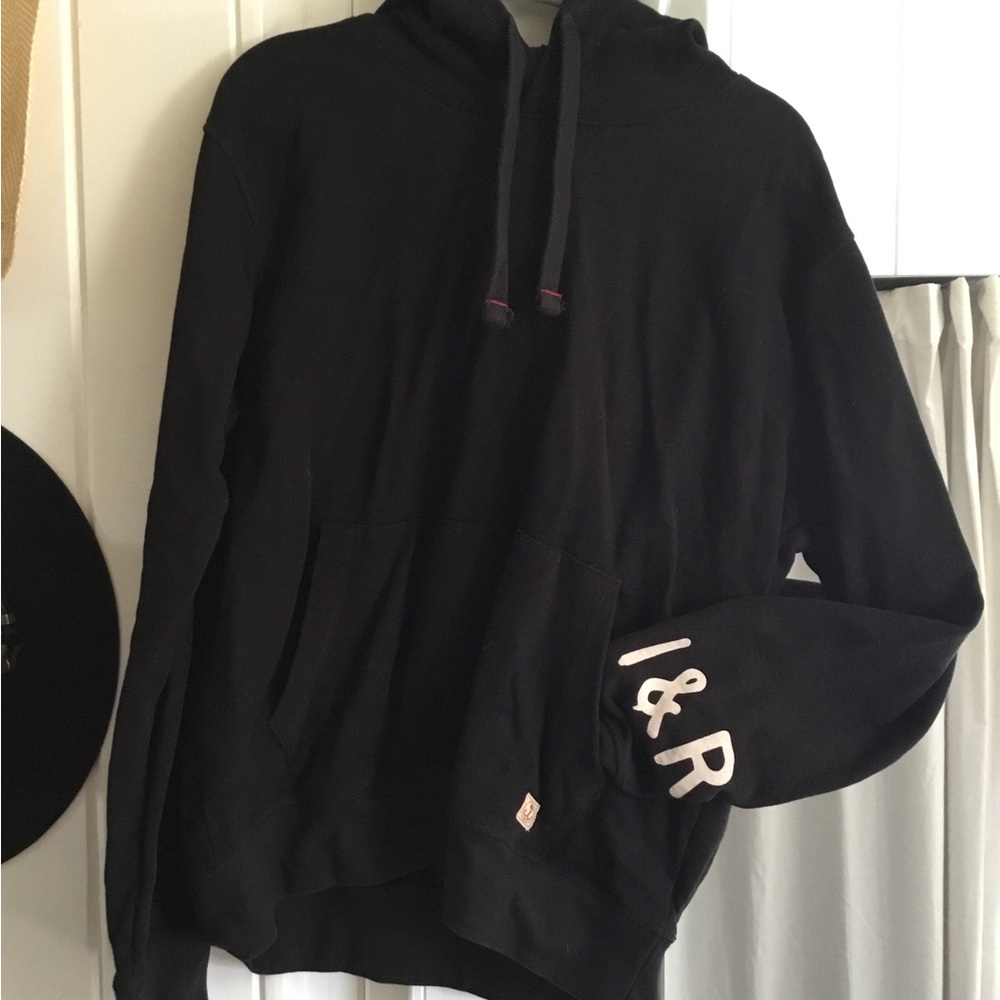 MOVING SALE!! Iron & Resin Black Hoodie with Embroidered Sleeve